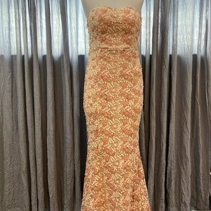 L’atiste Strapless Dress with Rose Pearl Accents